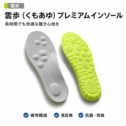 【全国送料無料】雲歩（くもあゆ）プレミアムインソール｜衝撃吸収・通気性抜群の快適中敷き 男女兼用